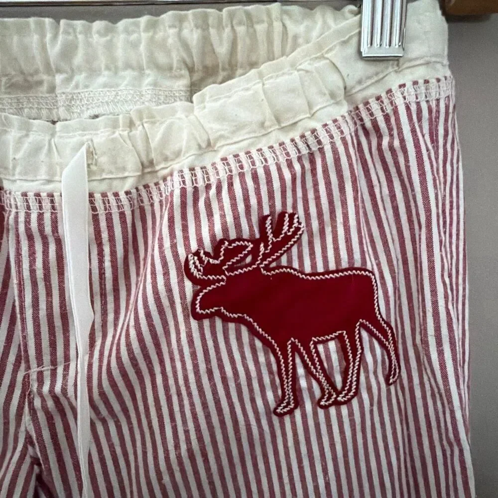 Abercrombie & Fitch Y2K Stripped Pajamas with moose Appliqué Kids Large